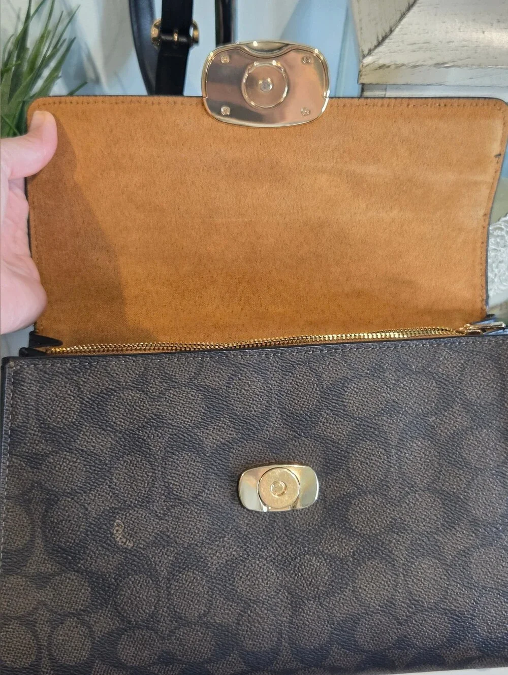 COACH Eliza Signature Canvas Top Handle Bag & Small Wallet